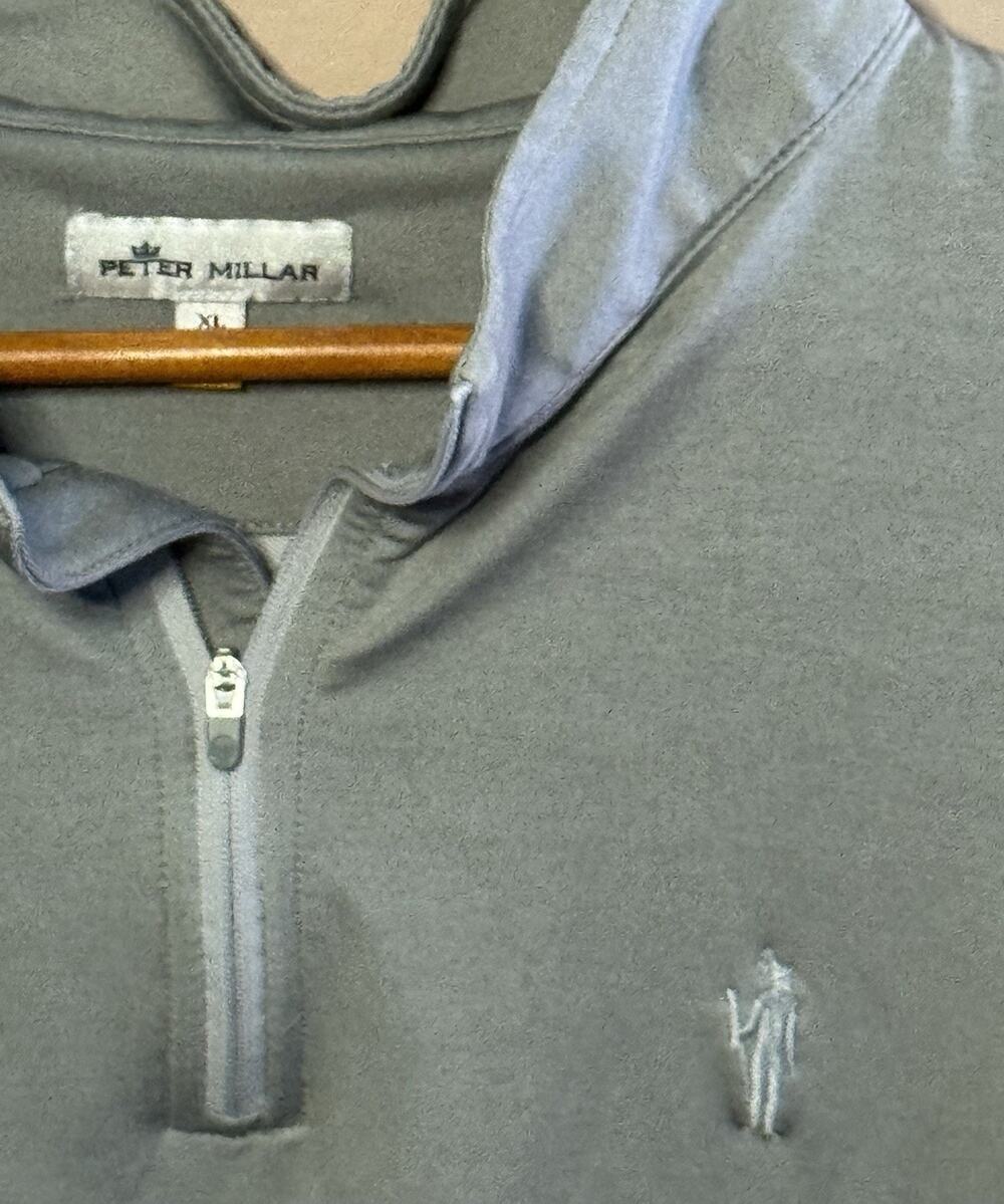 Peter Millar Vest Mens XL Gray Performance Pullover 1/4 Zip